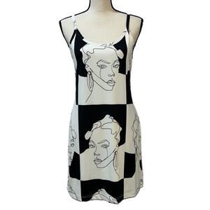 New York & Company Monochrome Art Print Mini Dress